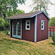 8 x 10 high board and batten with a 2 foot side overhang.